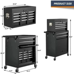 Caja y armario para herramientas 2 en 1, caja de herramientas con ruedas de 8 cajones y gran capacidad - Imagen 6