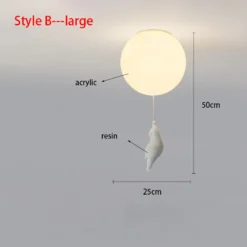 Nordic Resin Cartoon Bear Children's Room Bedroom Ceiling Light Acrylic Ball Dining Room Corridor Chandelier Warm Room Light E27 - Image 12