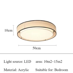 LED Bedroom Ceiling Light Study Living Room LED Lamps Itchen Dining Table Lighting Circular Shape Fabric Lampshade Home Decor - Image 5