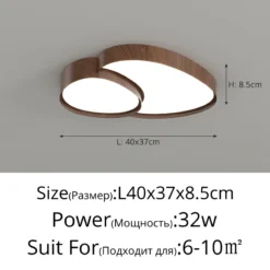 Creative Home Design Ceiling Light for Living Room Led Ceiling Lights Wooden House Lighting Fixture Creative Walnut Wood Bedroom - Image 6