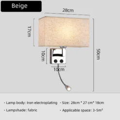 E27 Fabric Wall lamp with Switch LED Spotlight Reading Light Bedroom Study Equipment Hotel Bedhead Nordic Home Decoration Light - Image 8