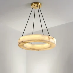 50CM Grand Spanish Natural Marble Chandelier Dining Living Room Bedroom Luxurious Restaurant Hotel Ring Pendant Lights Led - Image 3