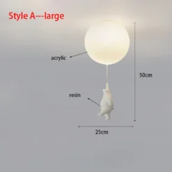 Nordic Resin Cartoon Bear Children's Room Bedroom Ceiling Light Acrylic Ball Dining Room Corridor Chandelier Warm Room Light E27 - Image 4