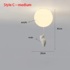Nordic Resin Cartoon Bear Children's Room Bedroom Ceiling Light Acrylic Ball Dining Room Corridor Chandelier Warm Room Light E27 - Image 10