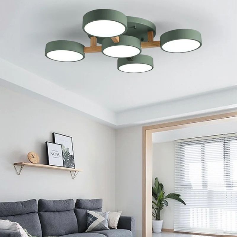 Nordic Modern Macaron Ceiling Lamp Chandelier Bedroom Minimalist Wood Home Decor Living Room Kitchen LED Lighting Fixtures - Image 4