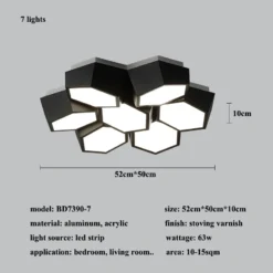 Modern Geometry Led Ceiling Lights White Black Alloy Ceiling Chandelier Lighting For Living Room Bedroom Home Decor Ceiling Lamp - Image 9