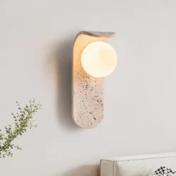 Lámpara de pared LED de vidrio blanco IWHD, lámpara de noche, vestíbulo, pasillo, estilo nórdico moderno, cueva amarilla, piedra creativa, lámpara de escalera - Image 3