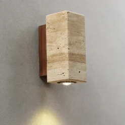 Lámpara de pared de mármol amarillo Wabi Sabi, LED, mesita de noche, japonesa, para dormitorio, sala de estar, aplique de pared de travertino, decoración para escalera y pasillo.
