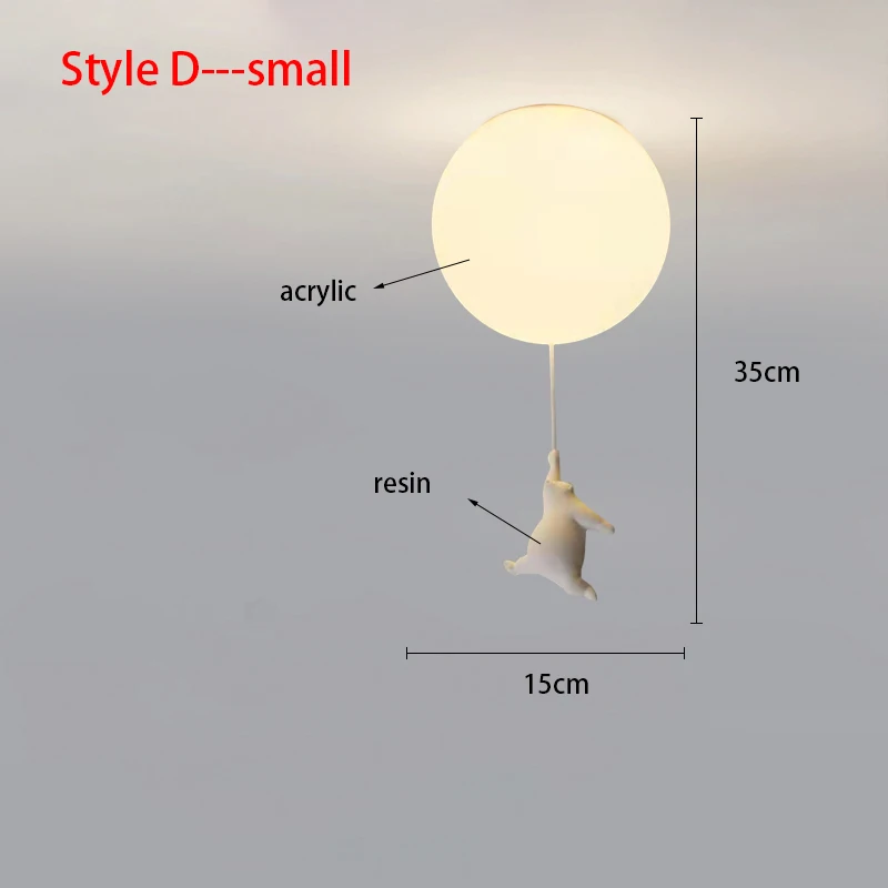 Nordic Resin Cartoon Bear Children's Room Bedroom Ceiling Light Acrylic Ball Dining Room Corridor Chandelier Warm Room Light E27 - Image 16