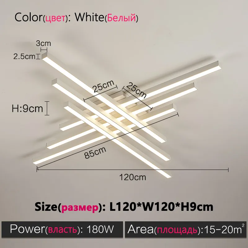 Black chandelier square bedroom lamps living room lamp led ceiling lamp Nordic minimalist creative led ceiling lamp strip lights - Image 21