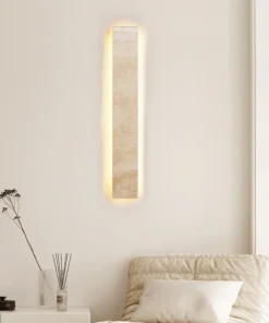 Alternative view of Lámpara de pared rectangular moderna de piedra natural, 3000/4000/5000 K, ideal para salón, dormitorio, comedor y baño.