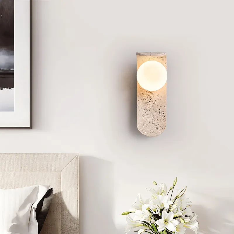 Lámpara de pared LED de vidrio blanco IWHD, lámpara de noche, vestíbulo, pasillo, estilo nórdico moderno, cueva amarilla, piedra creativa, lámpara de escalera - Image 4