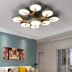 Alternative view of Nordic Modern Macaron Ceiling Lamp Chandelier Bedroom Minimalist Wood Home Decor Living Room Kitchen LED Lighting Fixtures