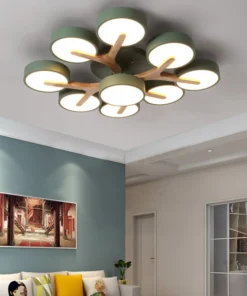 Alternative view of Nordic Modern Macaron Ceiling Lamp Chandelier Bedroom Minimalist Wood Home Decor Living Room Kitchen LED Lighting Fixtures