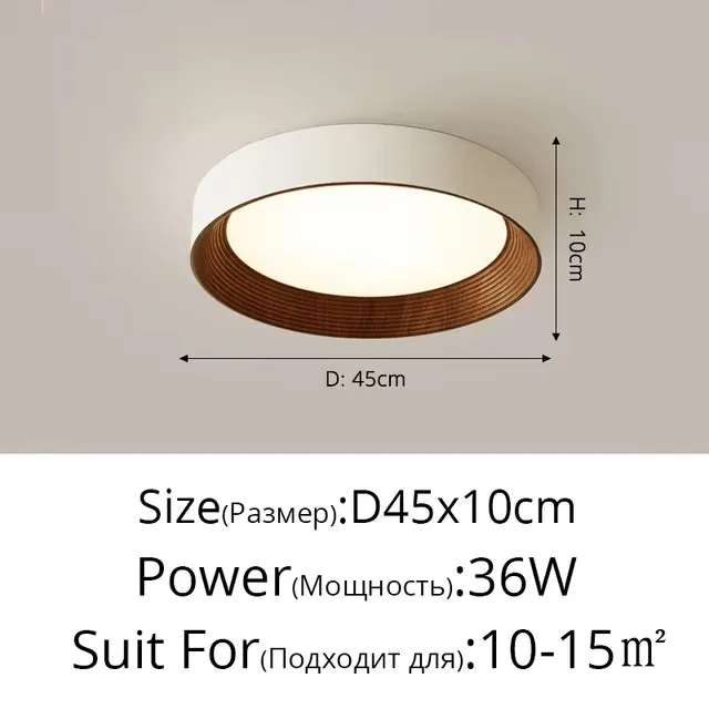 Lámpara de techo LED con textura de madera redonda nórdica para sala de estar, comedor, balcón, dormitorio, iluminación decorativa para el hogar - Image 10