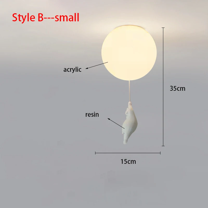Nordic Resin Cartoon Bear Children's Room Bedroom Ceiling Light Acrylic Ball Dining Room Corridor Chandelier Warm Room Light E27 - Image 6