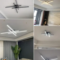 Alternative view of Black chandelier square bedroom lamps living room lamp led ceiling lamp Nordic minimalist creative led ceiling lamp strip lights