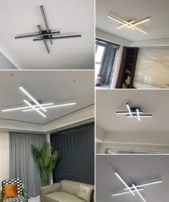 Alternative view of Black chandelier square bedroom lamps living room lamp led ceiling lamp Nordic minimalist creative led ceiling lamp strip lights