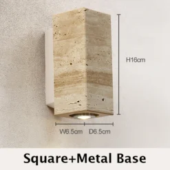 Lámpara de pared de mármol amarillo Wabi Sabi, LED, mesita de noche, japonesa, para dormitorio, sala de estar, aplique de pared de travertino, decoración para escalera y pasillo. - Image 6