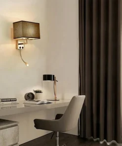 Alternative view of E27 Fabric Wall lamp with Switch LED Spotlight Reading Light Bedroom Study Equipment Hotel Bedhead Nordic Home Decoration Light