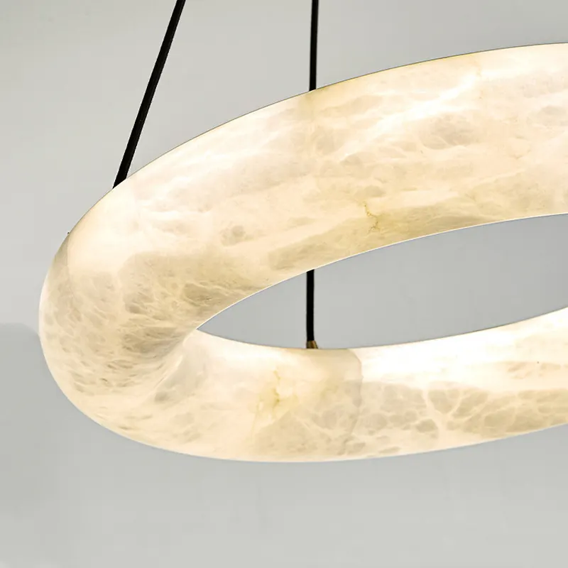 50CM Grand Spanish Natural Marble Chandelier Dining Living Room Bedroom Luxurious Restaurant Hotel Ring Pendant Lights Led - Image 5