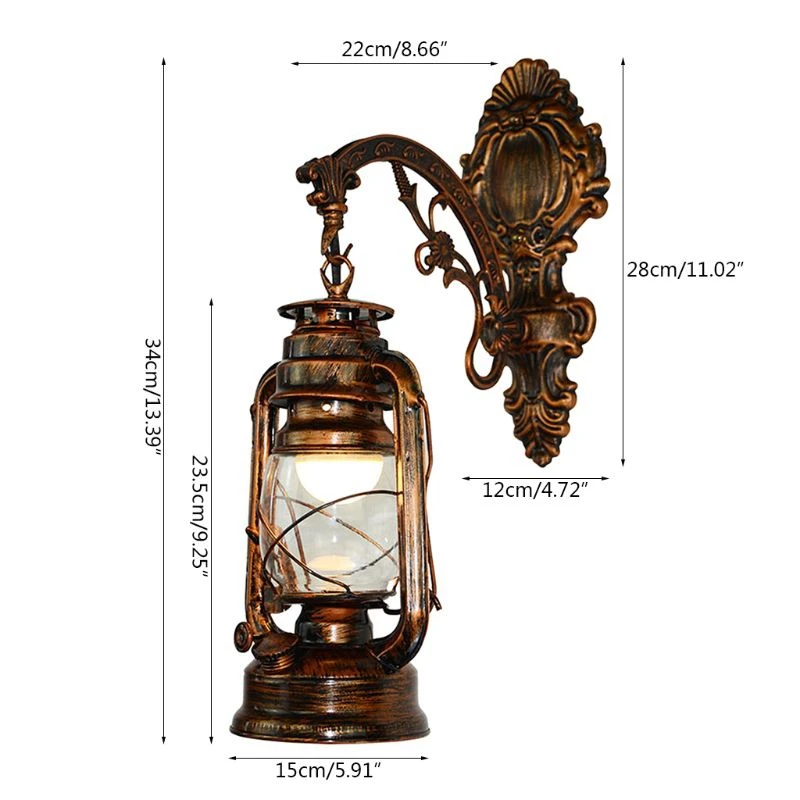 Retro Kerosene Wall Lamp, Iron Antique Bronze Wall Lamp, Corridor Decorative Lighting Fixture Retro Horse Lantern