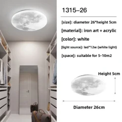 Lámpara de luna nórdica regulable sin niveles - Lámpara LED de pared/techo para sala de estar, dormitorio y decoración del hogar - Image 7