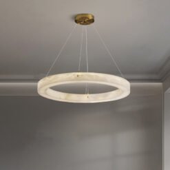 Alternative view of Lámpara colgante circular de mármol de 54 cm para mesa de comedor, sala de estar, restaurante, hotel, decoración