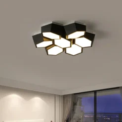 Modern Geometry Led Ceiling Lights White Black Alloy Ceiling Chandelier Lighting For Living Room Bedroom Home Decor Ceiling Lamp - Image 3