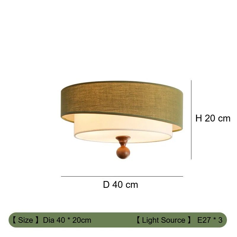 Wabi Sabi Antique Bedroom Ceiling Lights Circular Green/white Cloth Lamp Cafe Kitchen Bedroom Decor Ceiling Lamps Luminaires - Image 8