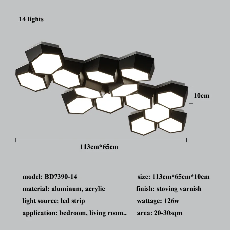 Modern Geometry Led Ceiling Lights White Black Alloy Ceiling Chandelier Lighting For Living Room Bedroom Home Decor Ceiling Lamp - Image 11