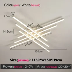Black chandelier square bedroom lamps living room lamp led ceiling lamp Nordic minimalist creative led ceiling lamp strip lights - Image 6