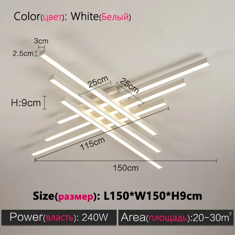 Black chandelier square bedroom lamps living room lamp led ceiling lamp Nordic minimalist creative led ceiling lamp strip lights - Image 6