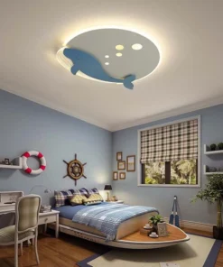 Scandinavian children's room ceiling light simple modern cartoon dolphin warm romantic boys and girls bedroom lamps and lanterns - Image 3