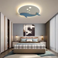 Alternative view of Scandinavian children's room ceiling light simple modern cartoon dolphin warm romantic boys and girls bedroom lamps and lanterns