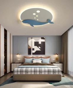Alternative view of Scandinavian children's room ceiling light simple modern cartoon dolphin warm romantic boys and girls bedroom lamps and lanterns