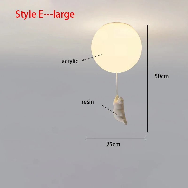 Nordic Resin Cartoon Bear Children's Room Bedroom Ceiling Light Acrylic Ball Dining Room Corridor Chandelier Warm Room Light E27 - Image 17