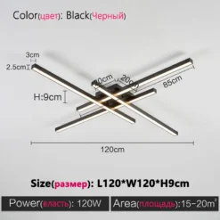 Black chandelier square bedroom lamps living room lamp led ceiling lamp Nordic minimalist creative led ceiling lamp strip lights - Image 13