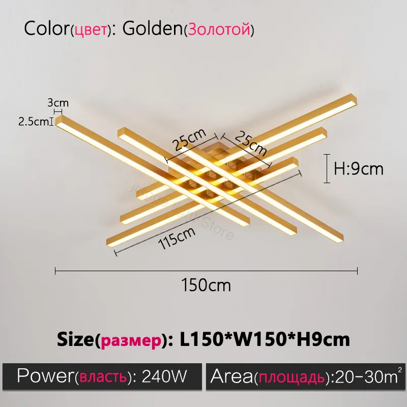 Black chandelier square bedroom lamps living room lamp led ceiling lamp Nordic minimalist creative led ceiling lamp strip lights - Image 10
