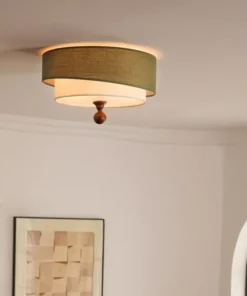 Alternative view of Wabi Sabi Antique Bedroom Ceiling Lights Circular Green/white Cloth Lamp Cafe Kitchen Bedroom Decor Ceiling Lamps Luminaires