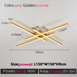 Black chandelier square bedroom lamps living room lamp led ceiling lamp Nordic minimalist creative led ceiling lamp strip lights - Image 22