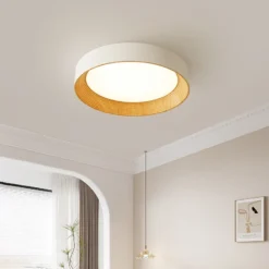Lámpara de techo LED con textura de madera redonda nórdica para sala de estar, comedor, balcón, dormitorio, iluminación decorativa para el hogar