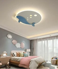 Scandinavian children's room ceiling light simple modern cartoon dolphin warm romantic boys and girls bedroom lamps and lanterns