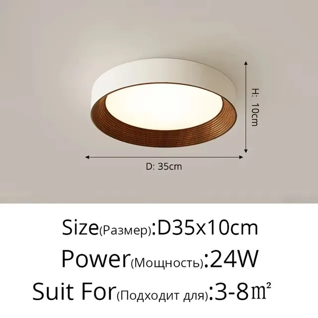 Lámpara de techo LED con textura de madera redonda nórdica para sala de estar, comedor, balcón, dormitorio, iluminación decorativa para el hogar - Image 9
