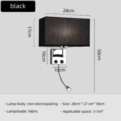 E27 Fabric Wall lamp with Switch LED Spotlight Reading Light Bedroom Study Equipment Hotel Bedhead Nordic Home Decoration Light - Image 11