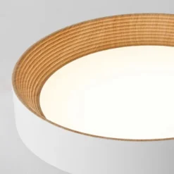 Lámpara de techo LED con textura de madera redonda nórdica para sala de estar, comedor, balcón, dormitorio, iluminación decorativa para el hogar - Image 5