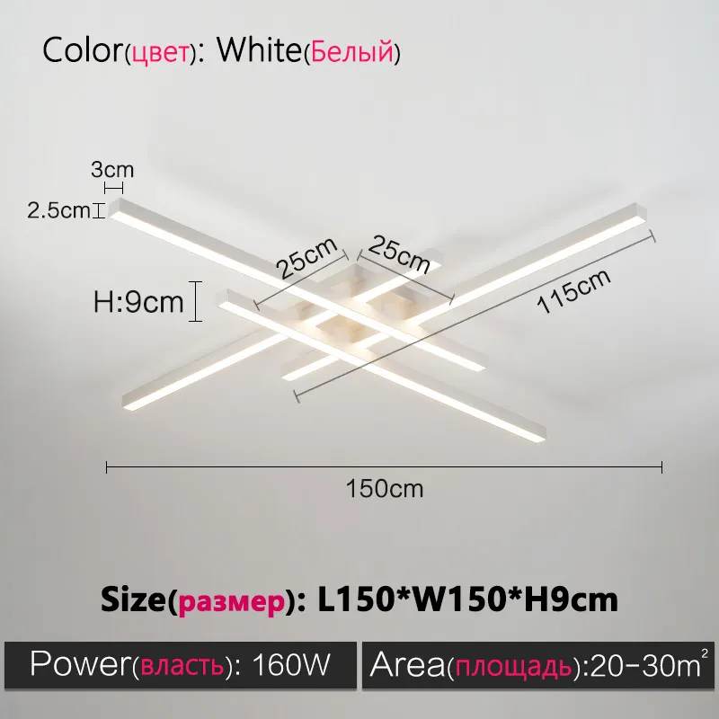 Black chandelier square bedroom lamps living room lamp led ceiling lamp Nordic minimalist creative led ceiling lamp strip lights - Image 20