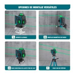 Nivel Laser Verde 16 Líneas 3D 4D a Batería + Trípode Maleta - Imagen 5