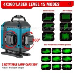 Nivel Laser Verde 16 Lineas 4D Digital + Tripode XTD Original Garantia - Imagen 7